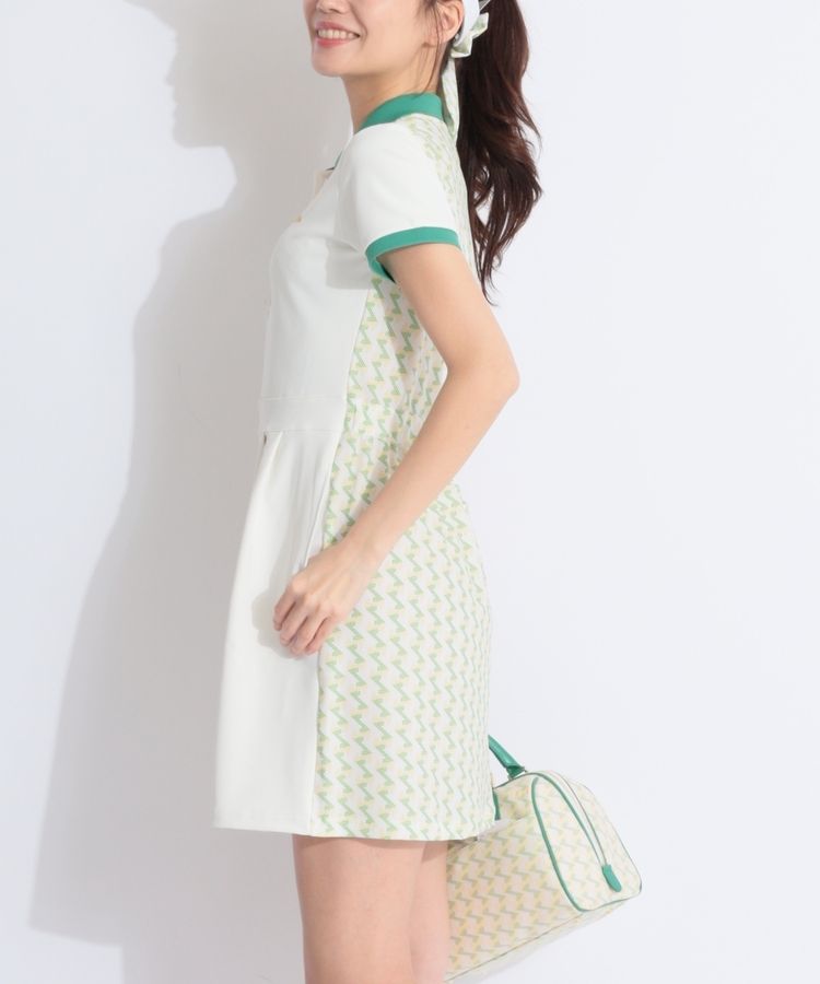 レザレクション RR バックメッシュロゴプリント半袖ポロワンピース