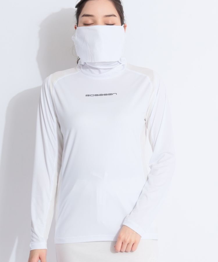 【速乾UV】一体型フェイスカバーメッシュ切替長袖インナー