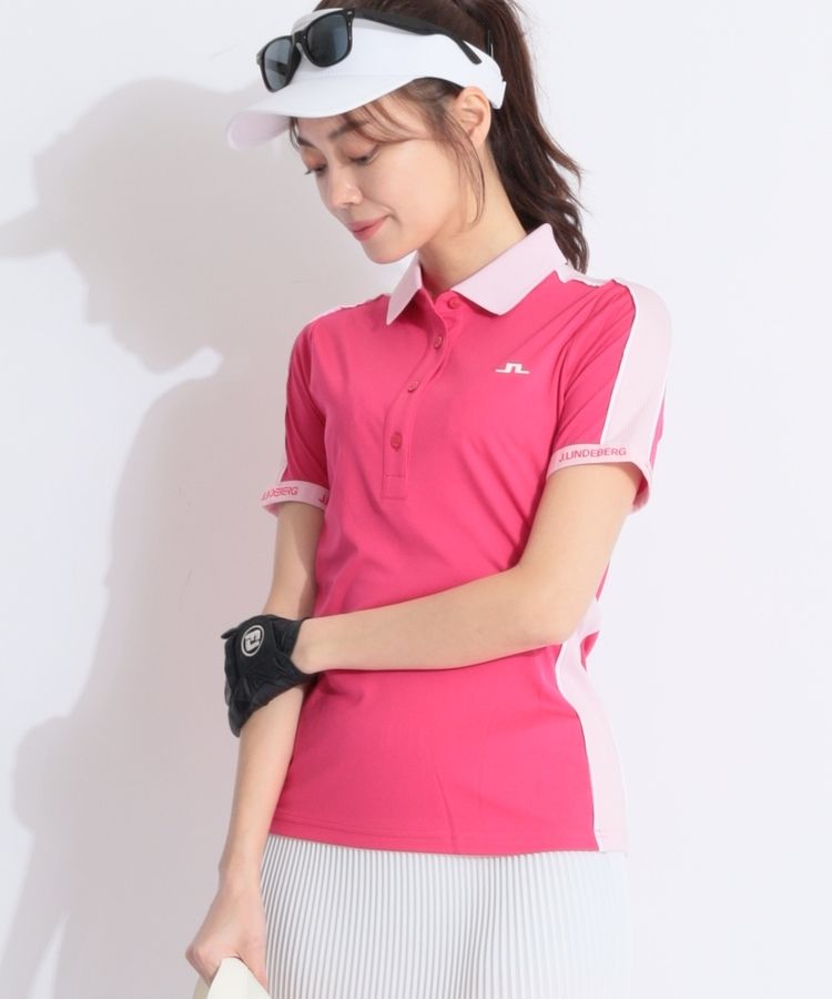 J.LINDEBERG - coco 未使用品 ジェイリンドバーグ J.LINDEBERG レディース 半袖ポロシャツ S ピンク 吸水速乾 4WAYストレッチ J.LINDEBERG - coco 中古 ジェイリンドバーグ J.LINDEBERG