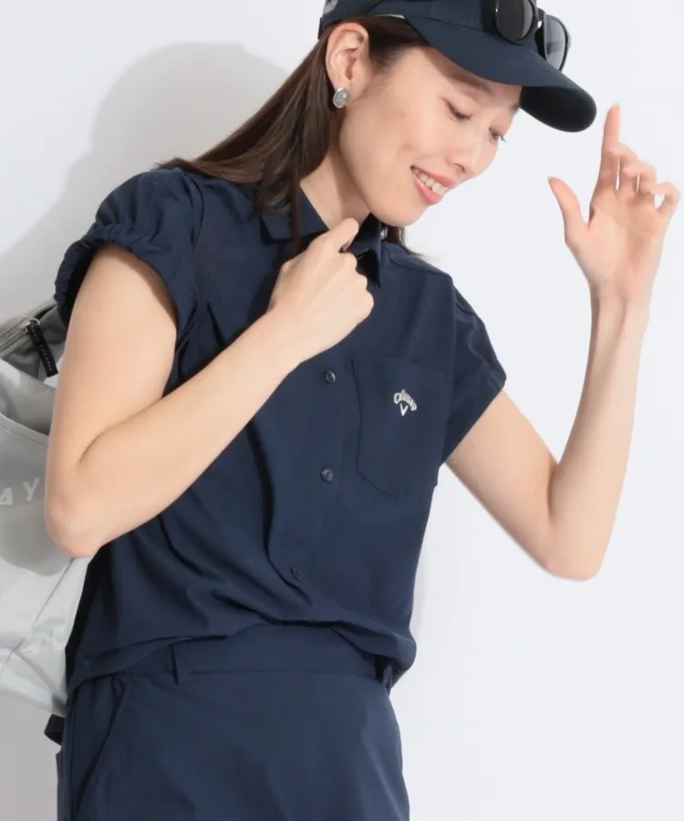 なんでも鑑定団よりも驚き！ キャロウェイ CA 【かざあなメッシュ】フレンチスリーブシャツ レディースウェア