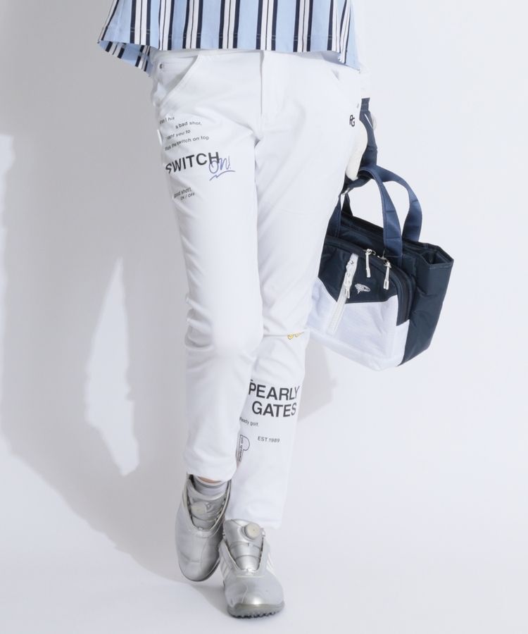 PEARLY GATES - ★パーリーゲイツ　レディースパンツ　新品 パーリーゲイツ PG 【ストレッチ】レタリングプリントツイル