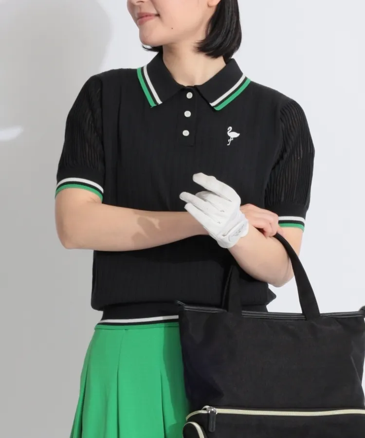 リブ編み ジャージー ポロシャツ リブ編み ジャージー ポロシャツ