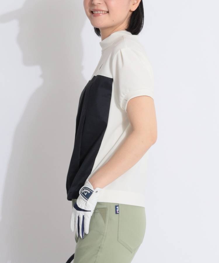 AR 布帛切替モックネック半袖カットソー