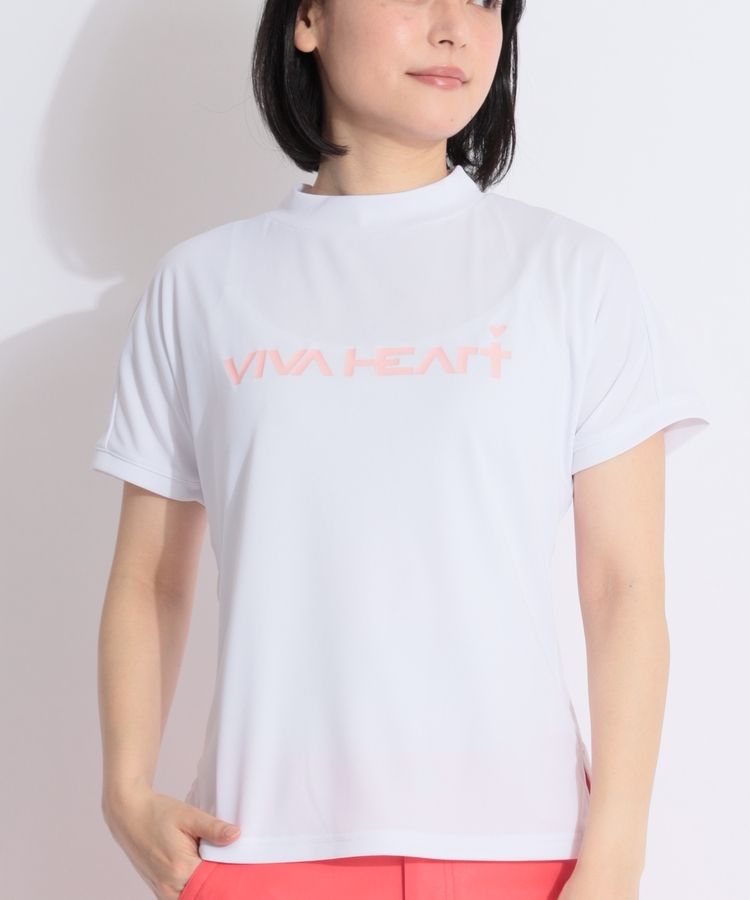 【吸水速乾UV】バックハートメッシュモックネック半袖カットソー