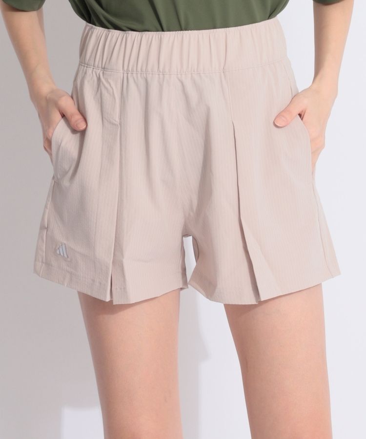 ストライプ柄フロントプリーツショートパンツ