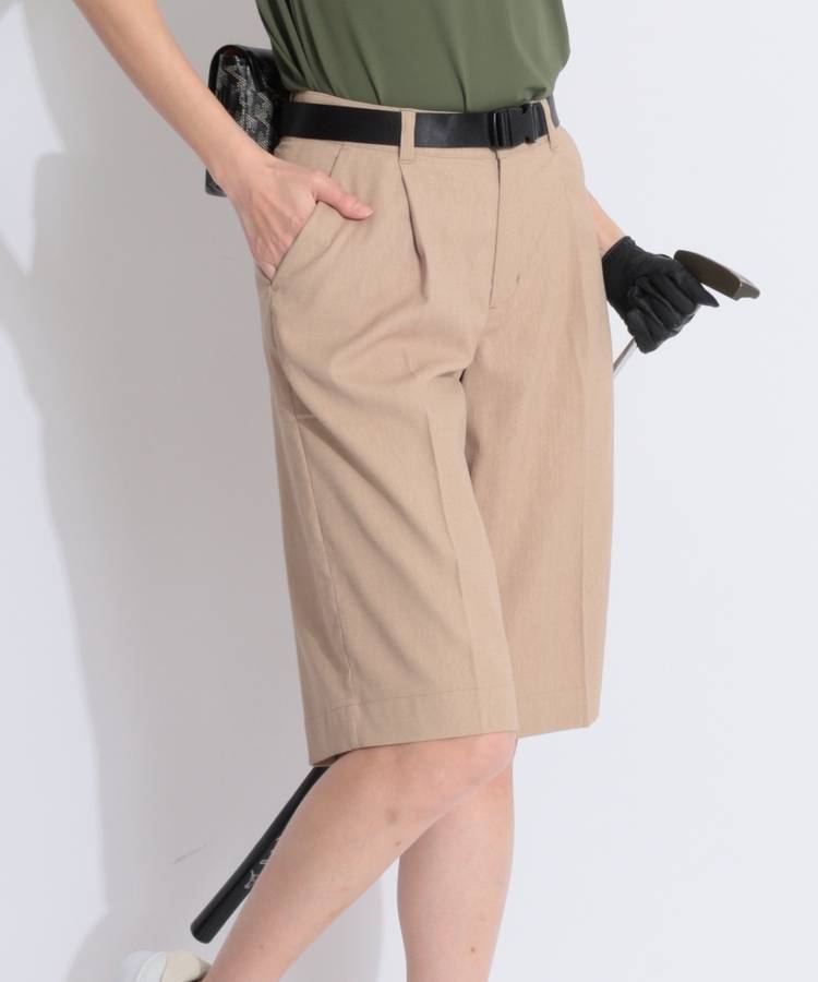 BE 【ストレッチ】麻混ガウチョパンツ