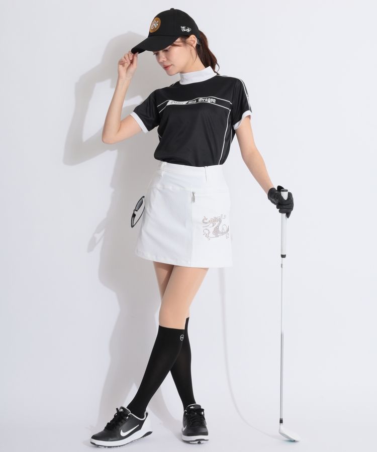 【新品】Dance With Dragon＊レディース＊トップス＊モックネック ダンスウィズドラゴン DD 【吸汗速乾】ラメパイピングラインモック