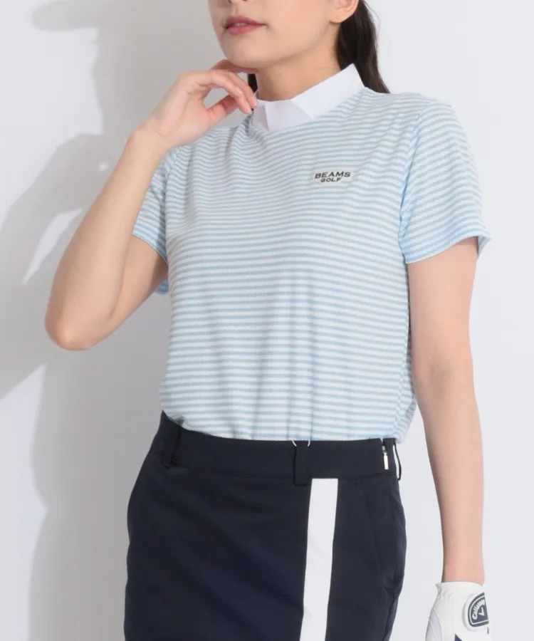 極美品　ビームスゴルフ　S/Sスウェット袖フリル モックネックシャツ　サイズL 0724267001-030_MAIN.jpg?v=