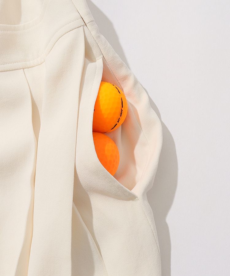 マーク＆ロナ ML プリーツ切替衿付きノースリーブワンピース