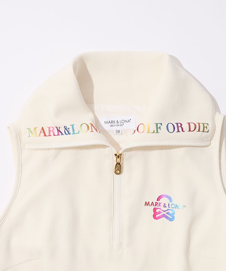 マーク＆ロナ ML プリーツ切替衿付きノースリーブワンピース