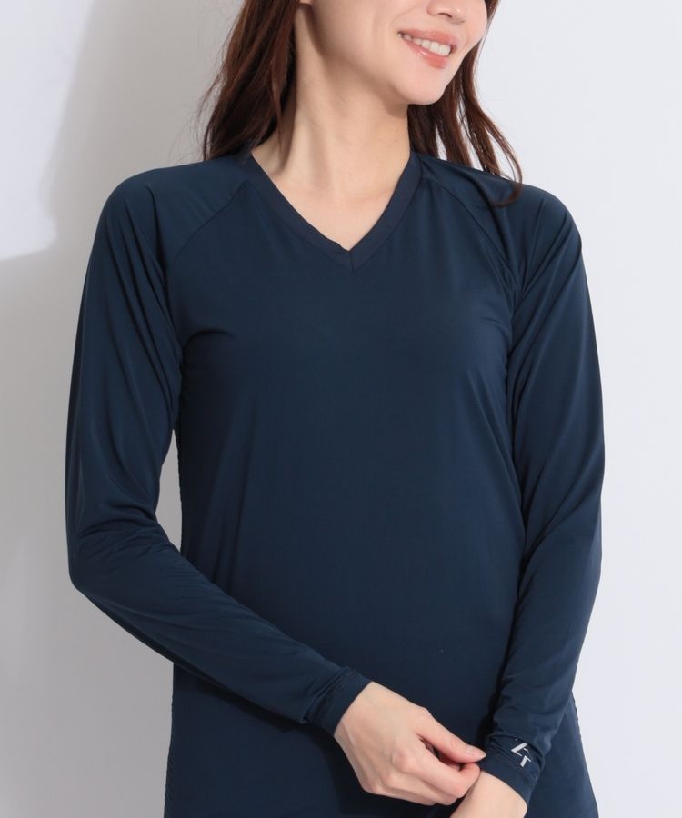 【アイスメッシュ】Vネック長袖インナー