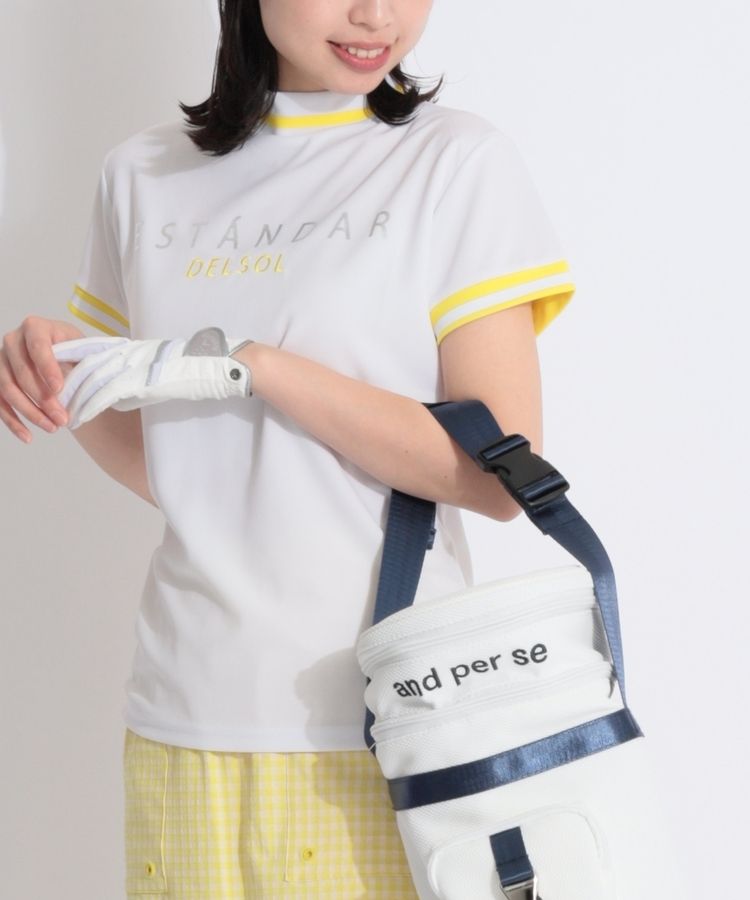 デルソルゴルフ DL 配色ラインモックネック半袖カットソー レディース