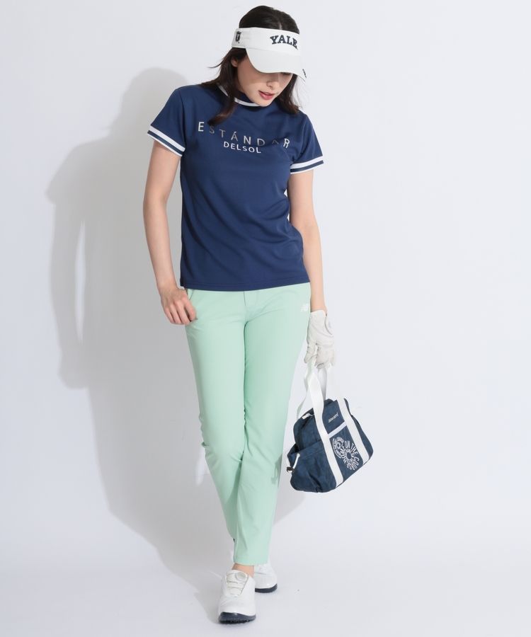 デルソルゴルフ DL 配色ラインモックネック半袖カットソー レディース