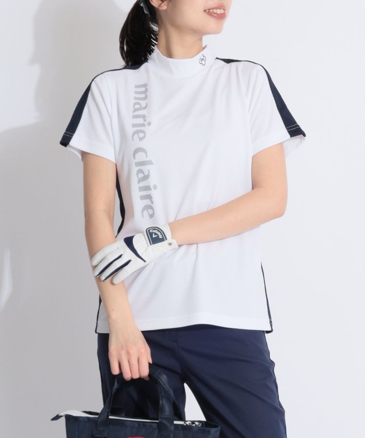 マリクレール MC 【UV吸汗速乾】チェックドビー半袖モックネック