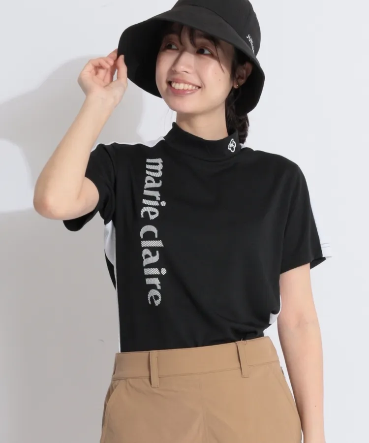 ナナ　新品　マリクレールゴルフ　セットアップ　モックネック　半袖シャツ ナナ 新品 マリクレールゴルフ セットアップ モックネック 半袖