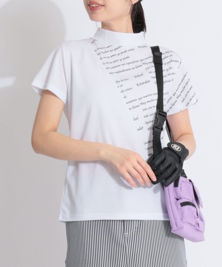 新品　Sサイズ　デルソルゴルフ 吸水速乾切替千鳥セットアップ　白黒　モックネック 新品Sサイズデルソルゴルフ 吸水速乾切替千鳥セットアップ白黒