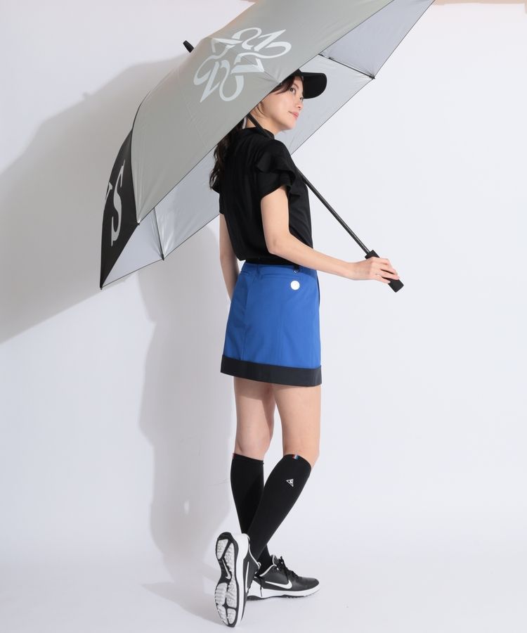 ランバンスポール】2023件人気プリーツ×バイカラー ストレッチゴルフスカートL ランバン スポール LV 【UVストレッチ】折返しデザインバイ