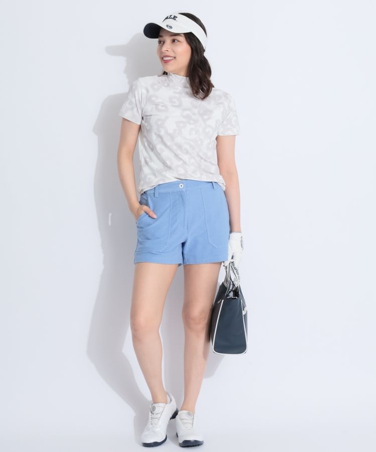 パーリーゲイツ PG 洗いざらしPGデニム柄モックネック半袖カットソー