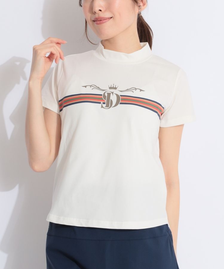 サンディ SD ロゴプリントモックネック半袖カットソー