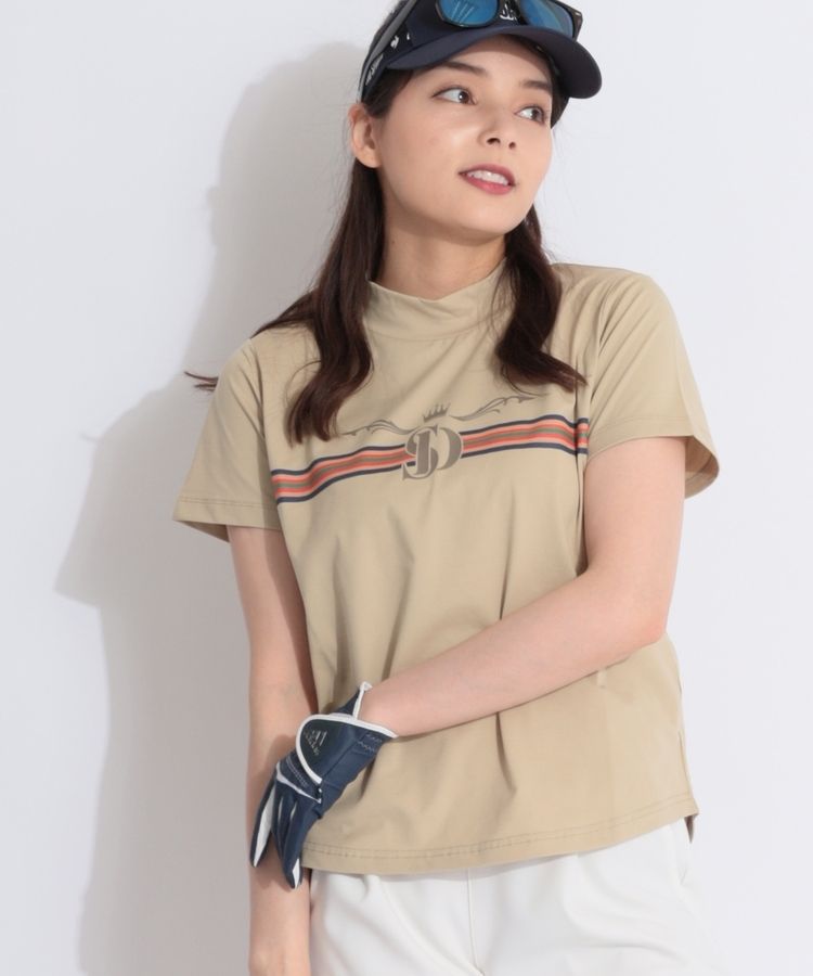 【新品タグ付き】ロゴプリントモックネックSS ロゴプリントストレッチ天竺モックネック (MENS)