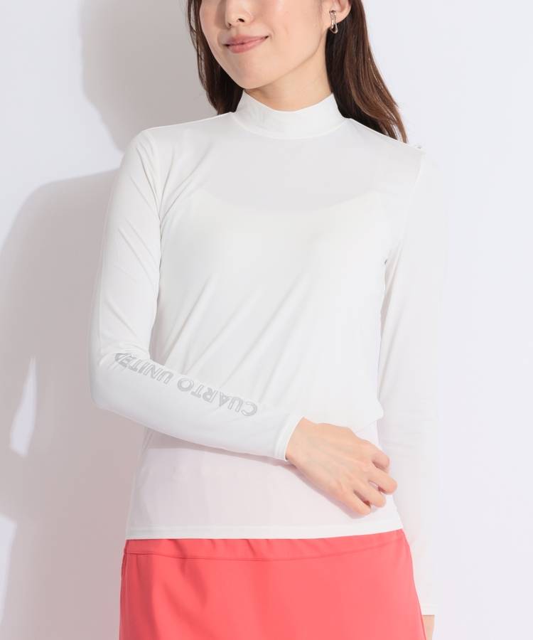 CU 【冷感UV】アシメロゴモックネック長袖インナー