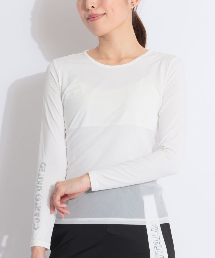 クアルトユナイテッド CU 【冷感UV】メッシュ切替ラウンドネック長袖