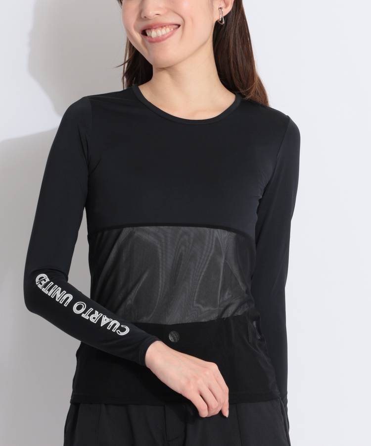 CU 【冷感UV】メッシュ切替ラウンドネック長袖インナー