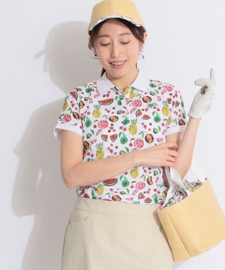 ビームスゴルフ BE 【LIBERTY】【UV】フルーツ柄半袖ポロシャツ