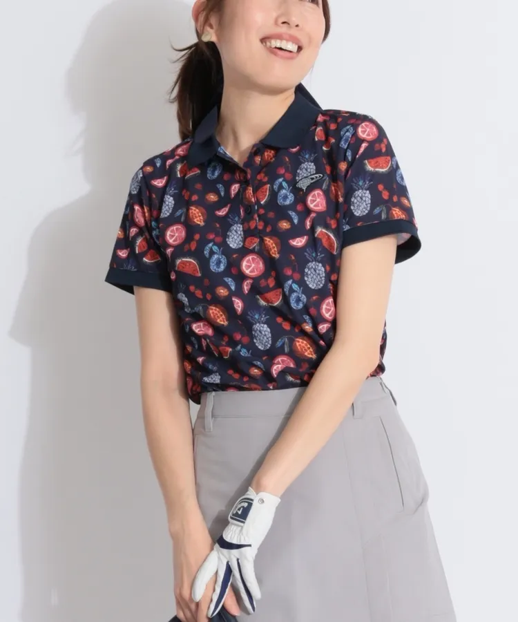 ビームスゴルフ BE 【LIBERTY】【UV】フルーツ柄半袖ポロシャツ