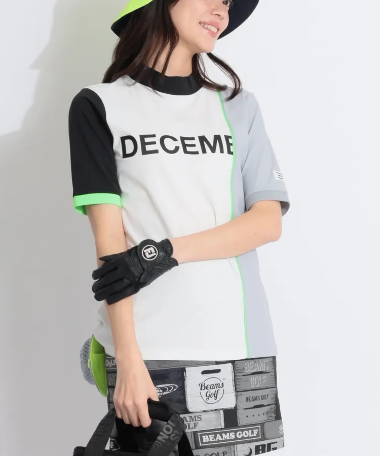 ディッセンバーメイ DM バイカラー切替モックネック半袖