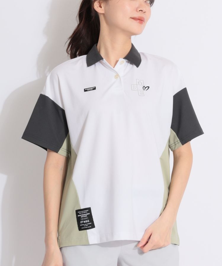 マスターバニー MB バックプリントカラーブロック切替半袖ポロシャツ