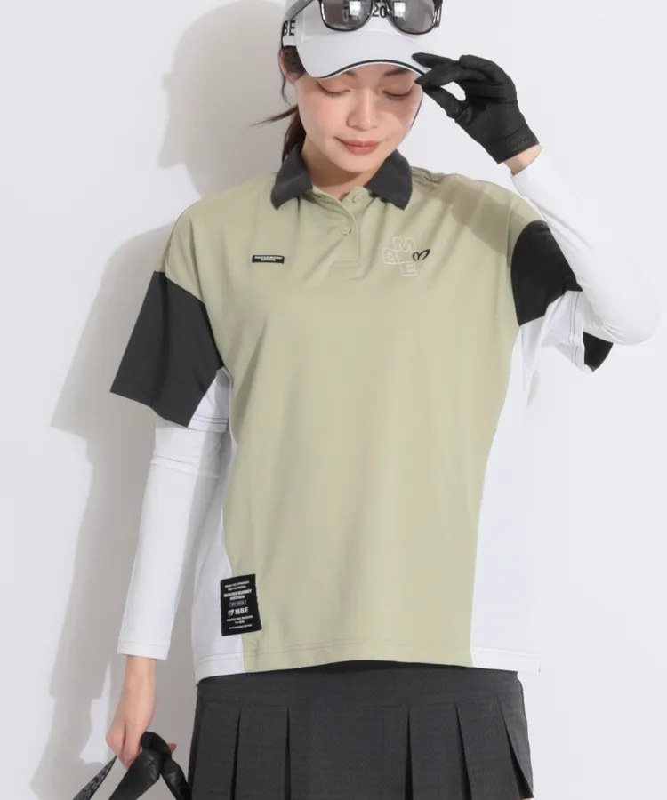 マスターバニー MB バックプリントカラーブロック切替半袖ポロシャツ