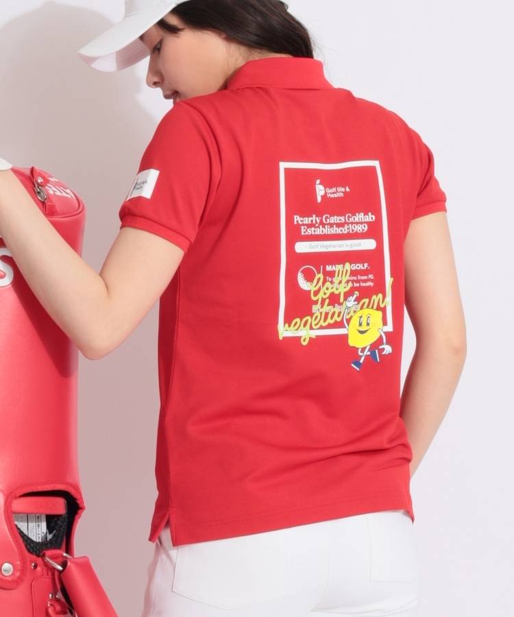 PG 【ストレッチ】ロゴプリント半袖ポロシャツ