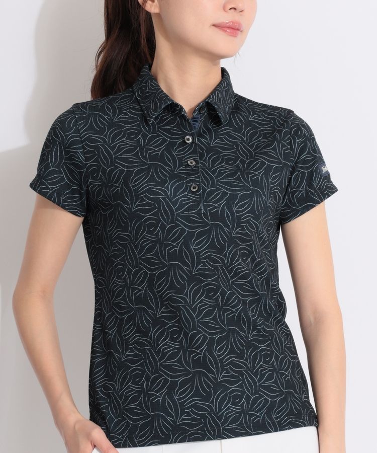 未使用 タグ付 良デザイン タイトリスト ポロシャツ 半袖 M ブラック グレー タイトリストアウトレット TL 【UV吸水速乾】ボタニカルプリント半袖