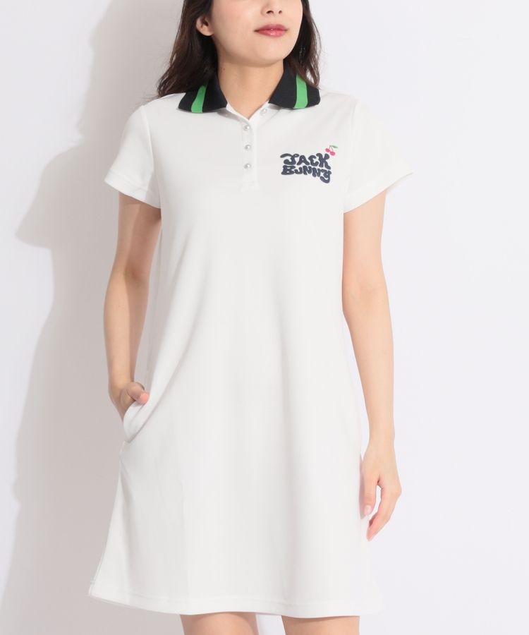 ジャックバニー　レディース 半袖 襟付きワンピース ジャックバニー JB 【軽量遮熱】チェリー刺繍半袖ポロワンピース