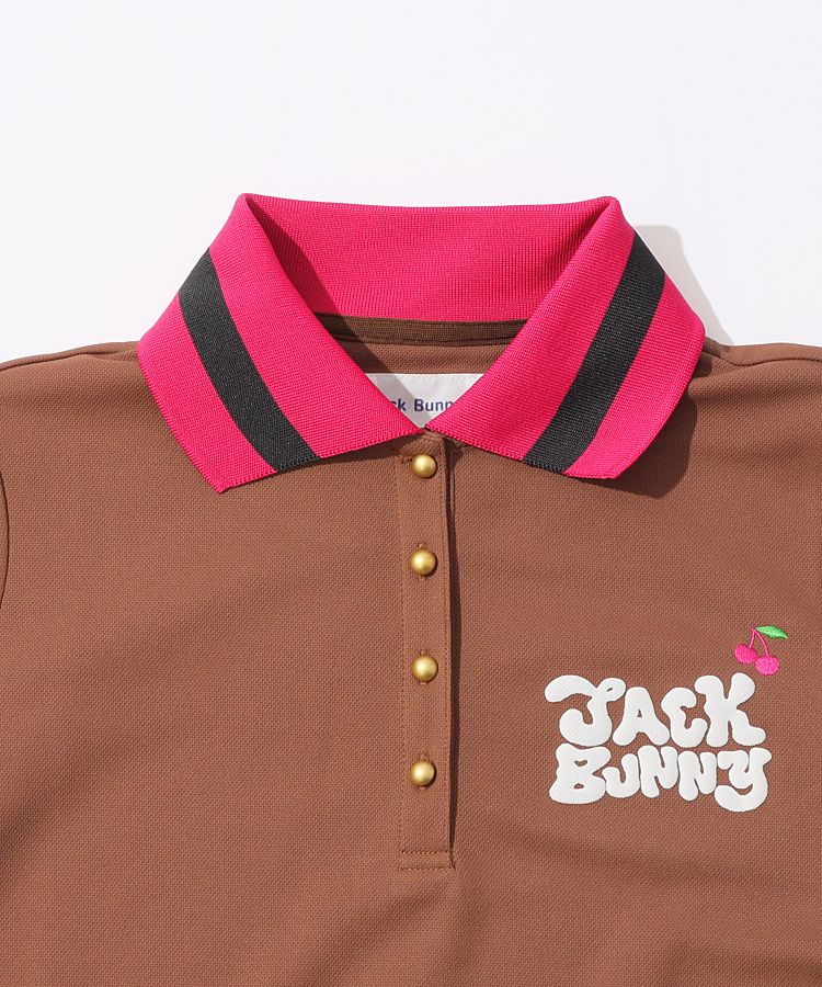 ジャックバニー JB 【軽量遮熱】チェリー刺繍半袖ポロワンピース