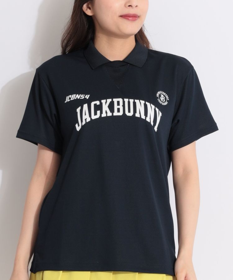 【接触冷感】バックプリント衿付き半袖カットソー