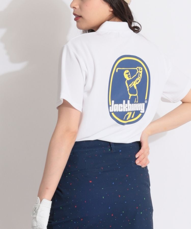 【接触冷感】バックプリント衿付き半袖カットソー