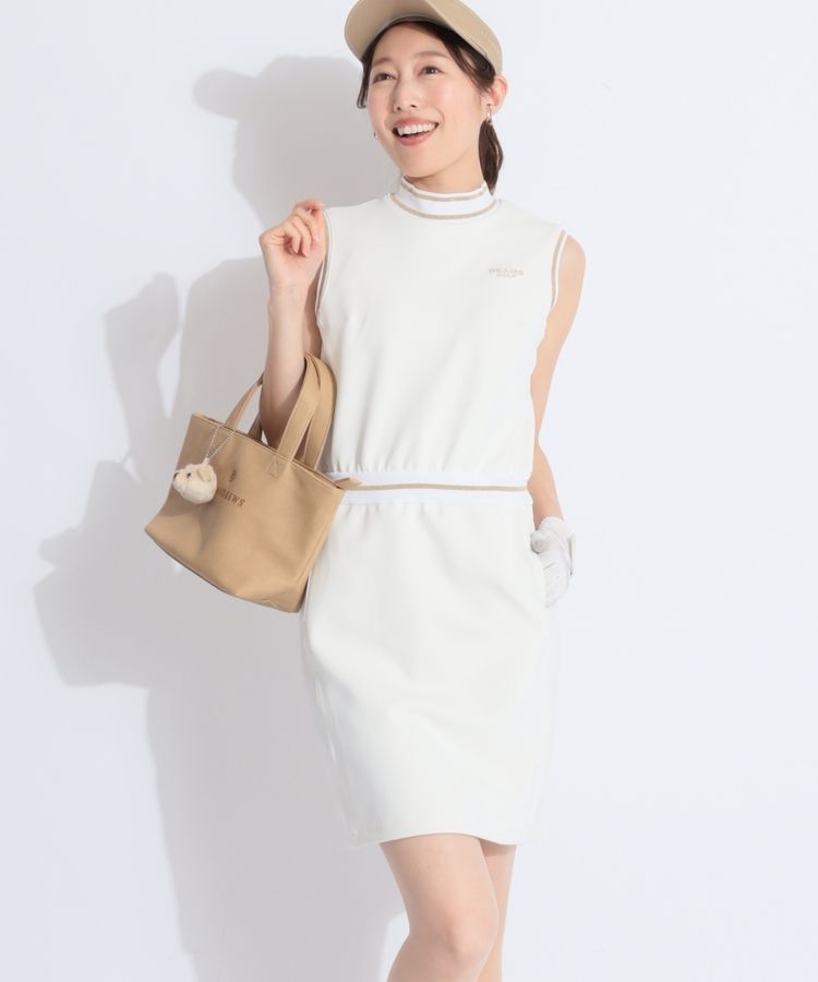 BEAMS GOLFレディースゴルフMリブラインダンボールノースリーブワンピース ビームスゴルフ BE リブラインダンボールノースリーブワンピース
