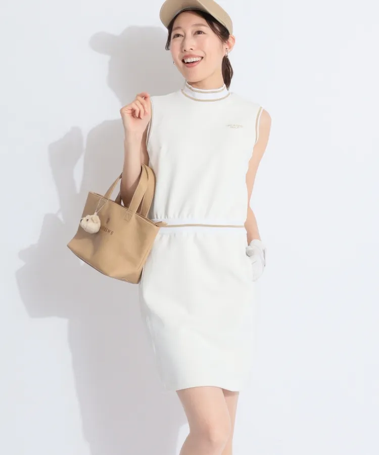 BEAMS GOLFレディースゴルフMリブラインダンボールノースリーブワンピース 371ed5c0e65b4733089ef23fdf23f0