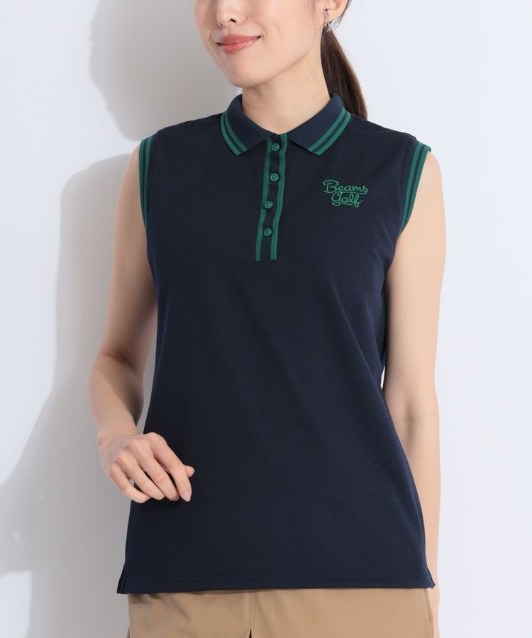 ビームスゴルフ BE 【速乾ストレッチ】リブラインノースリーブ