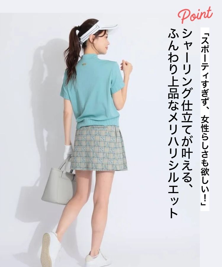 セントアンドリュース　上下2点セット　モックネックシャツ　スカート セントアンドリュース SA 【UV】ジャガードモックネック半袖
