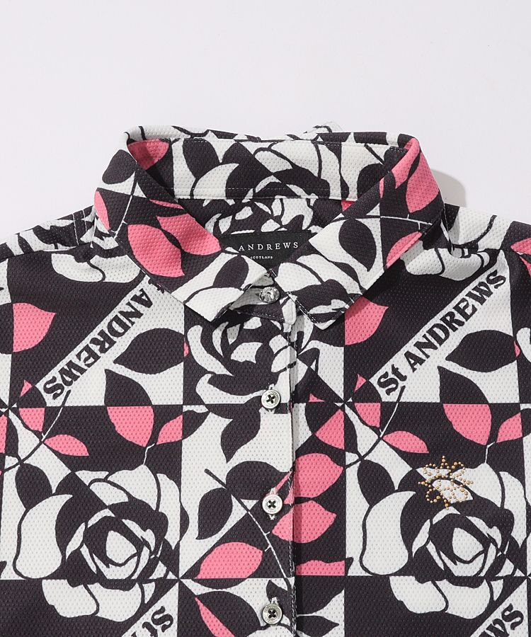 St.Andrews - セントアンドリュース　半袖ポロシャツ　プリーツスカート　セットアップ セントアンドリュース SA トリコットメッシュローズ柄半袖
