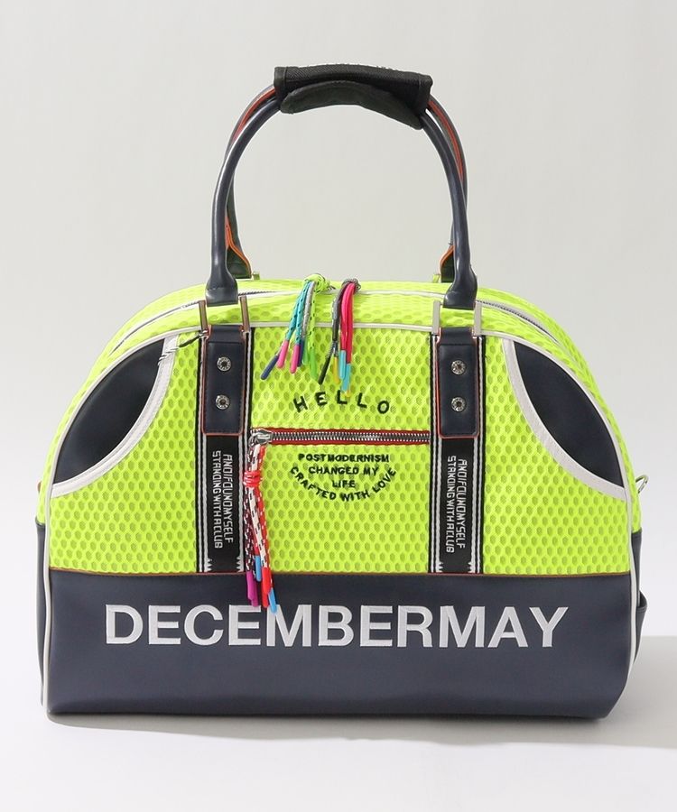 ディッセンバーメイ DM ショルダー付きロゴ刺繍メッシュボストンバッグ