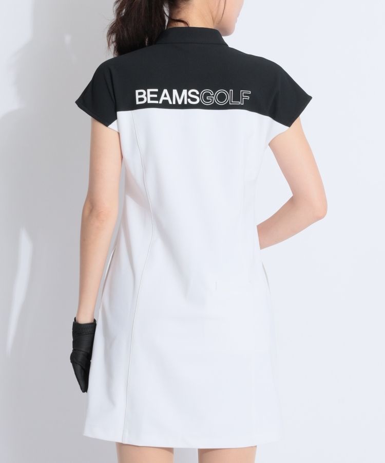 BEAMS GOLF レディース スリーブレスワンピース L ビームスゴルフ BE ハーフジップフレンチスリーブワンピース