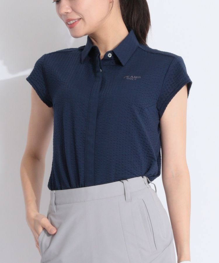 ビームスゴルフ BE シアサッカーフレンチスリーブポロシャツ