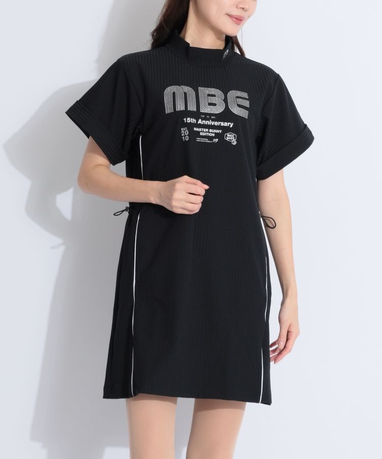 サッカーストライプバックドロスト半袖ワンピース