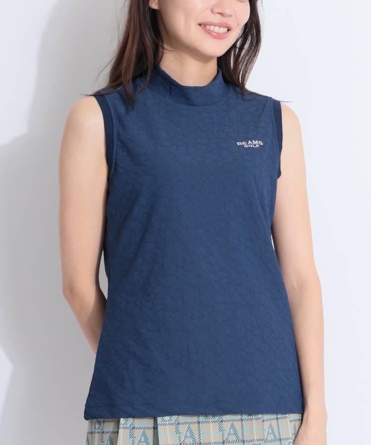 BE バックパールノースリーブモックネックカットソー