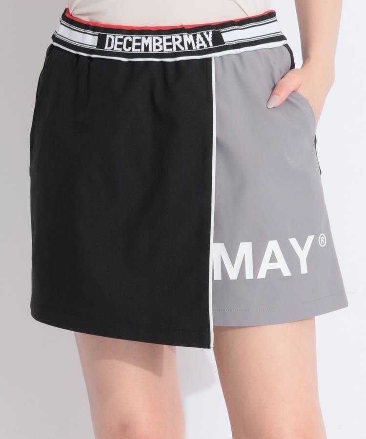 DM 【ストレッチ】ラップ風一体型ペチパンツ付きスカート