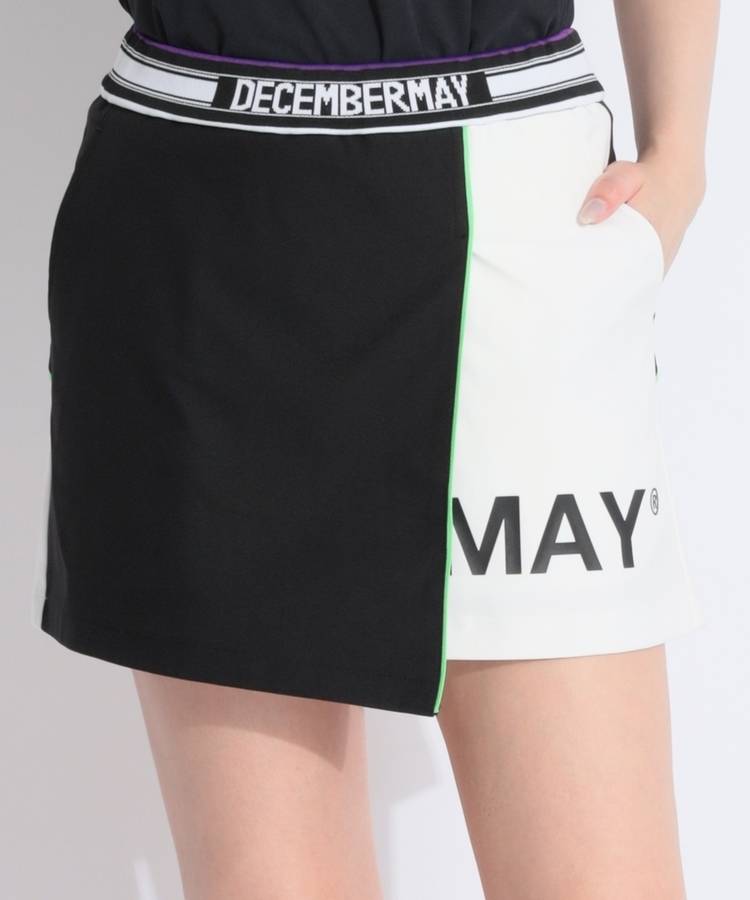 DM 【ストレッチ】ラップ風一体型ペチパンツ付きスカート